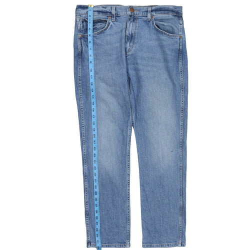 Wrangler Men Blue 33W 30L Straight Fit Denim Jeans