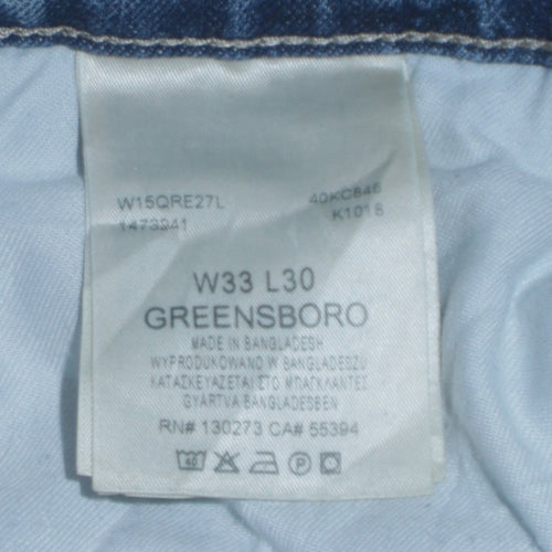 Wrangler Men Blue 33W 30L Straight Fit Denim Jeans