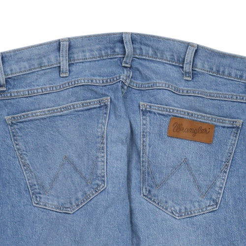 Wrangler Men Blue 33W 30L Straight Fit Denim Jeans