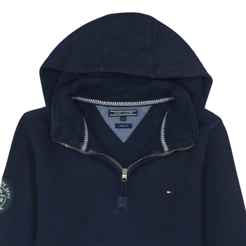 Tommy Hilfiger Men's Blue 1/2 Zip Hoodie Vintage Fit M Classic