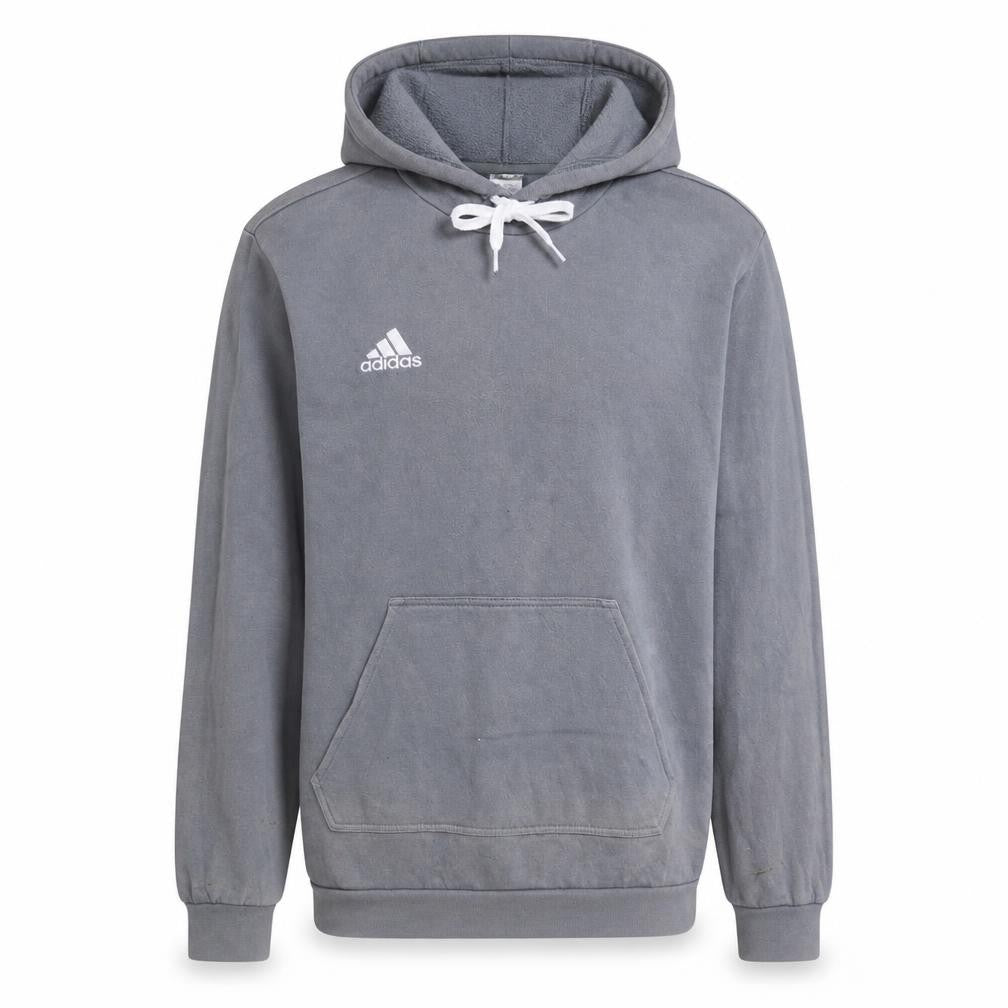 Front view of Adidas Men's Grey Pullover Hoodie, size S, Fleece Sportswear