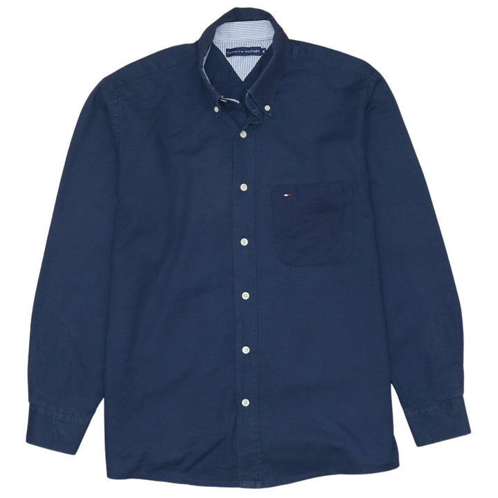 Tommy Hilfiger Men's Blue Long Sleeve Button-Down Cotton Shirt M