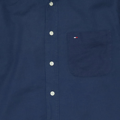 Tommy Hilfiger Men's Blue Long Sleeve Button-Down Cotton Shirt M