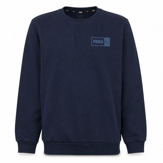 Front view of Puma Men Blue Regular Fit Crew Neck Pullover Sweatshirt L