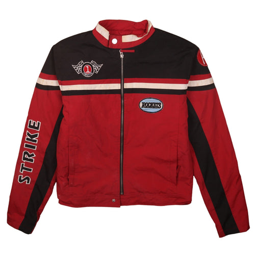 VD Fashion Womens Red Black Racing Motorcycle Jacket M
