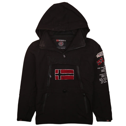 Geographical Norway Men's Black Hooded Softshell Anorak Jacket Size S