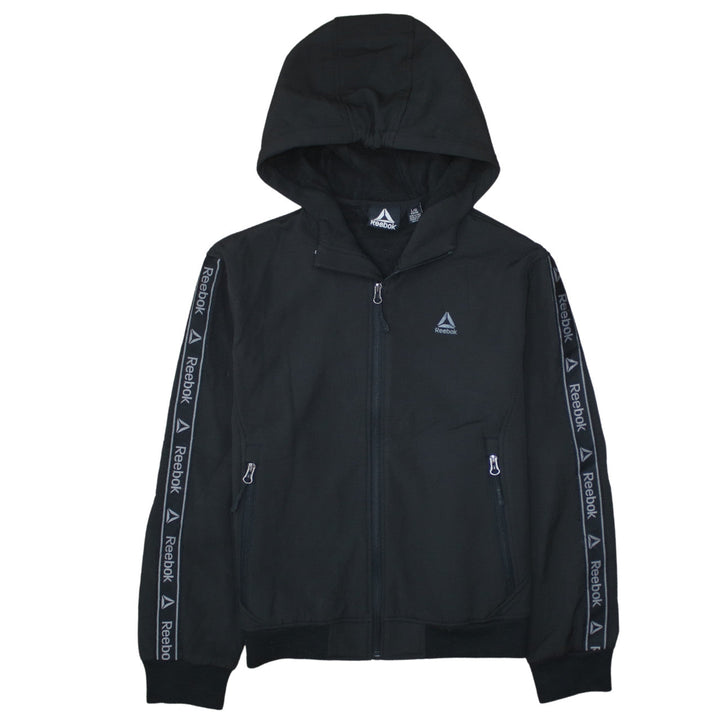 Reebok Boys Black Full Zip Hoodie 14-16 Years Sports Logo Hooded Top