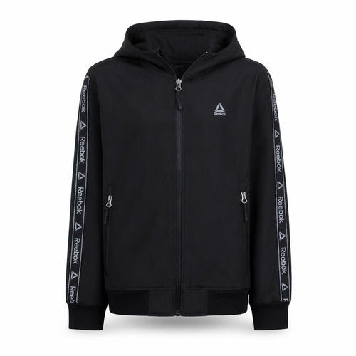 Reebok Boys Black Full Zip Hoodie 14-16 Years Sports Logo Hooded Top