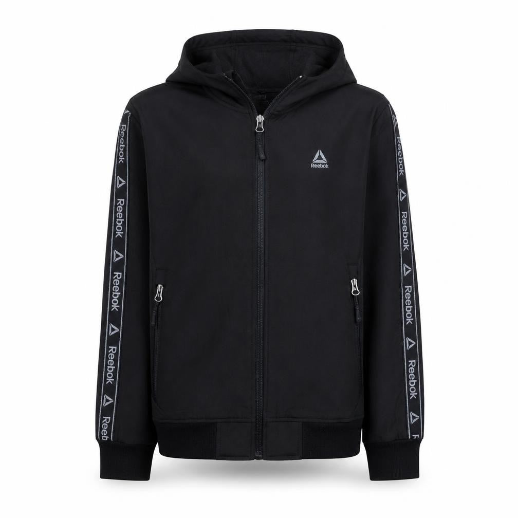 Reebok Boys Black Full Zip Hoodie 14-16 Years Sports Logo Hooded Top