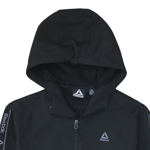 Reebok Boys Black Full Zip Hoodie 14-16 Years Sports Logo Hooded Top