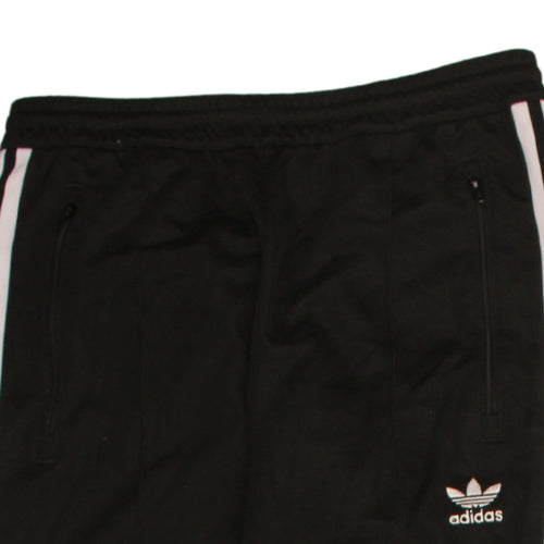 Adidas Men's Black Track Pants S Tapered Fit Zip Pockets Side Stripe