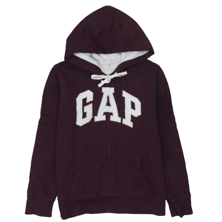 GAP Women Burgundy Full Zip Hoodie Size L Cotton Blend Sherpa Lined