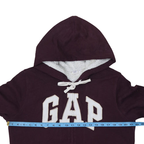 GAP Women Burgundy Full Zip Hoodie Size L Cotton Blend Sherpa Lined