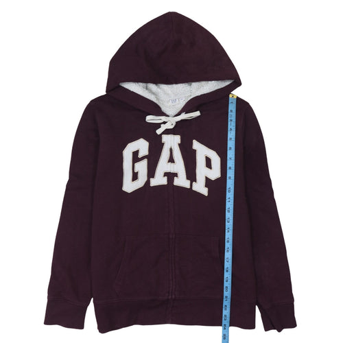 GAP Women Burgundy Full Zip Hoodie Size L Cotton Blend Sherpa Lined