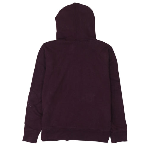 GAP Women Burgundy Full Zip Hoodie Size L Cotton Blend Sherpa Lined