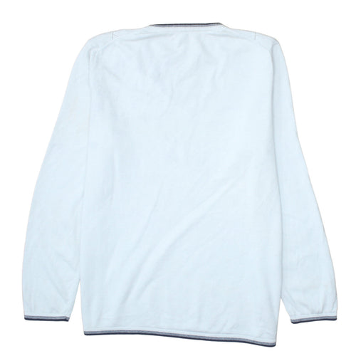 Tommy Hilfiger Men’s White V-Neck Argyle Cotton Jumper L
