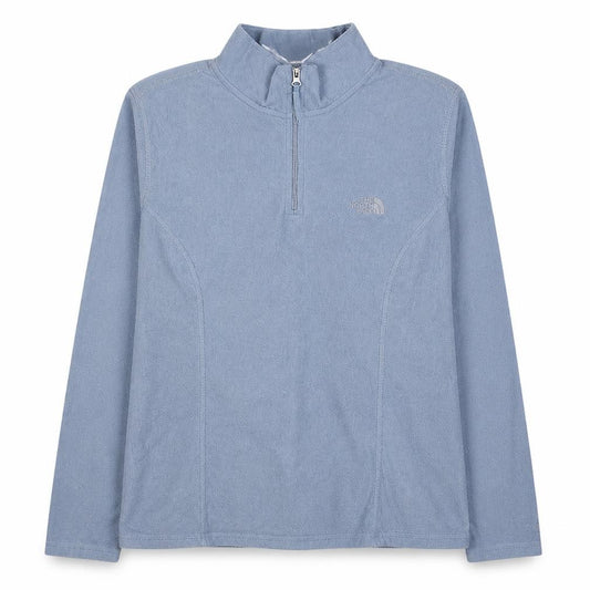 Front view of The North Face Women Blue Fleece 1/2 Zip Pullover Sweatshirt L