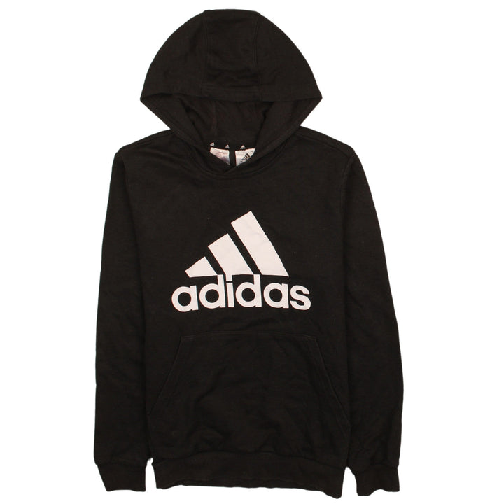 Adidas Boys Black Pullover Hoodie 13-14 Years Classic Logo Cotton Blend