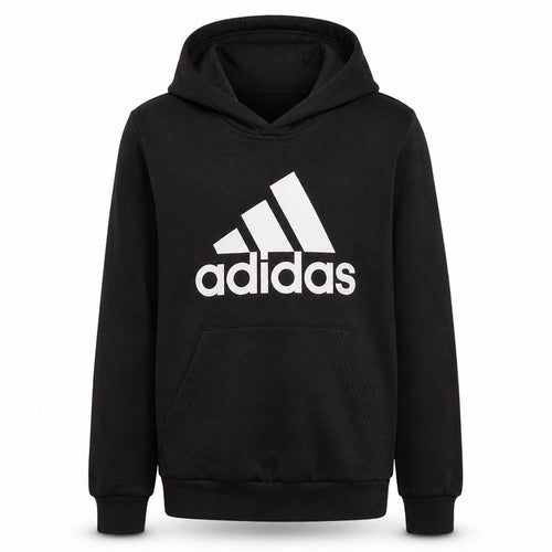 Adidas Boys Black Pullover Hoodie 13-14 Years Classic Logo Cotton Blend