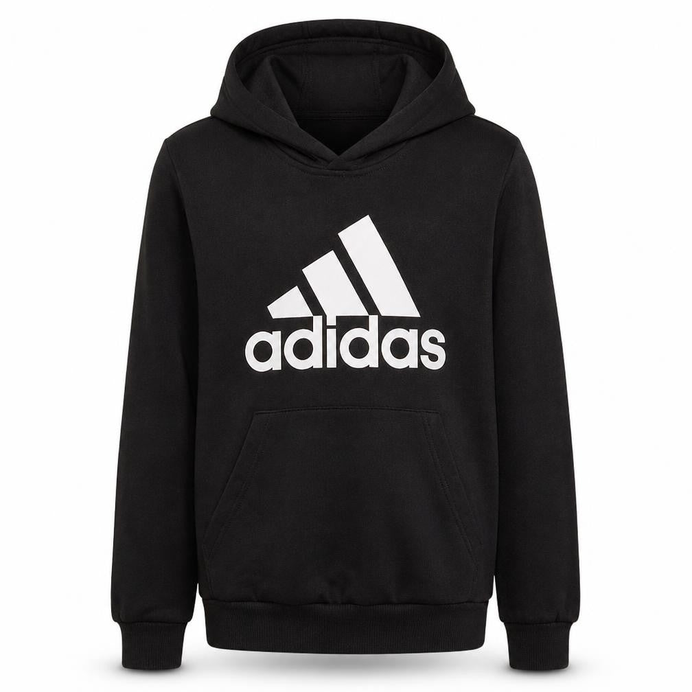 Adidas Boys Black Pullover Hoodie 13-14 Years Classic Logo Cotton Blend