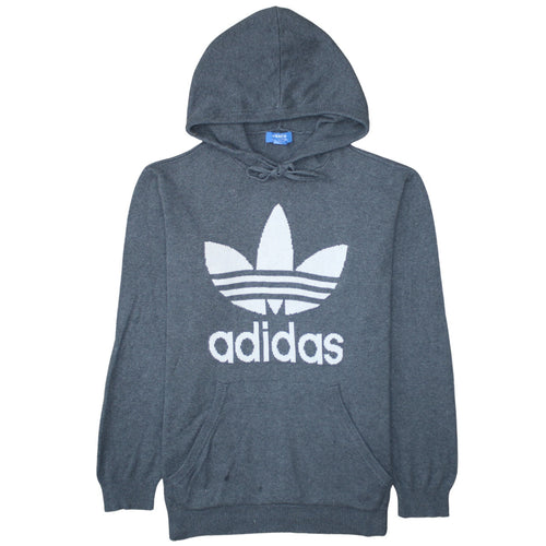 Adidas Womens Grey Hooded Pullover Jumper Size L