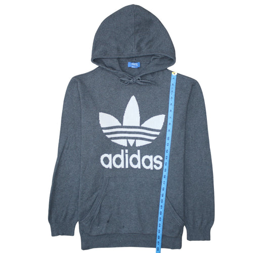 Adidas Womens Grey Hooded Pullover Jumper Size L