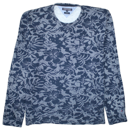 Tommy Hilfiger Women's Blue Floral Crew Neck Pullover Sweatshirt XXL
