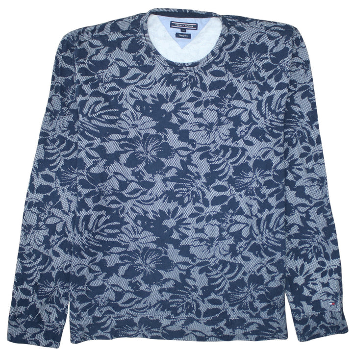 Tommy Hilfiger Women's Blue Floral Crew Neck Pullover Sweatshirt XXL