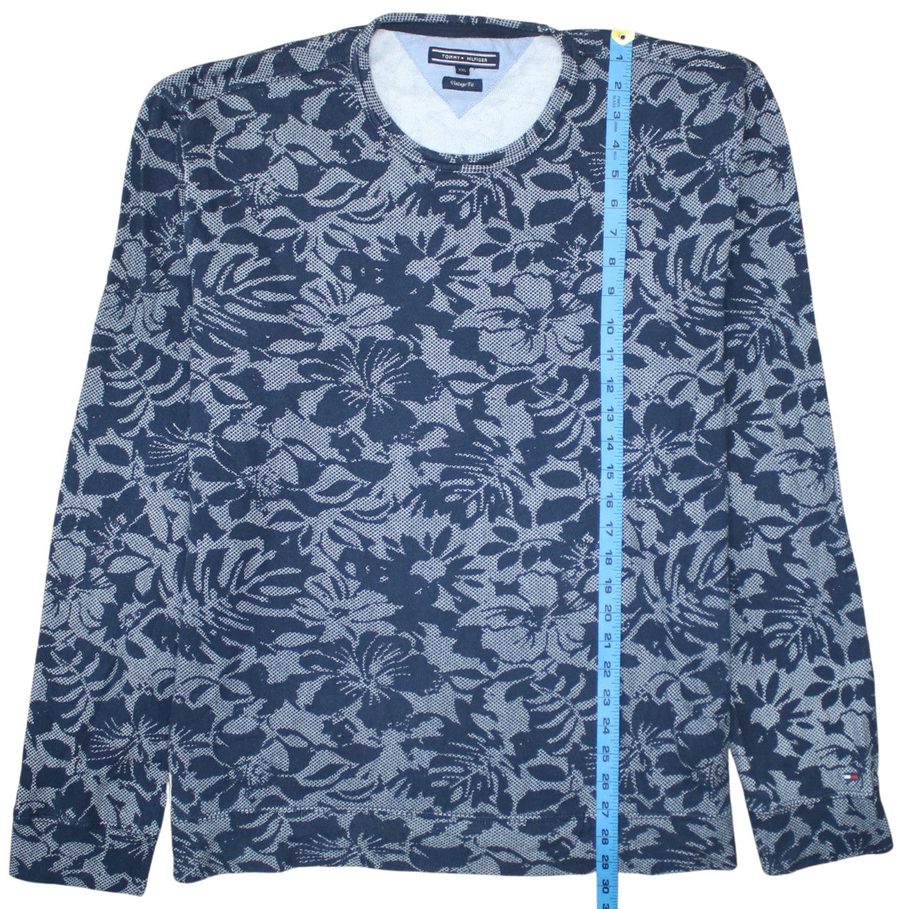 Tommy Hilfiger Women's Blue Floral Crew Neck Pullover Sweatshirt XXL