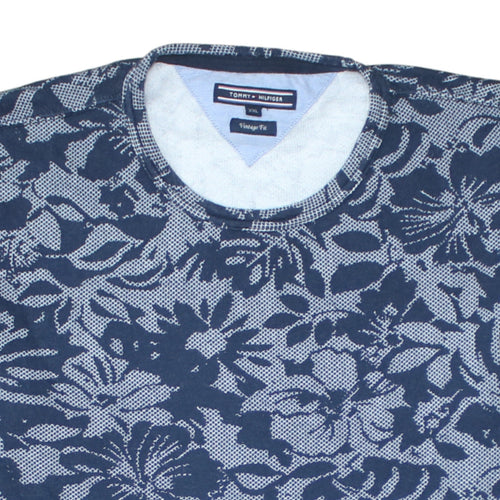 Tommy Hilfiger Women's Blue Floral Crew Neck Pullover Sweatshirt XXL