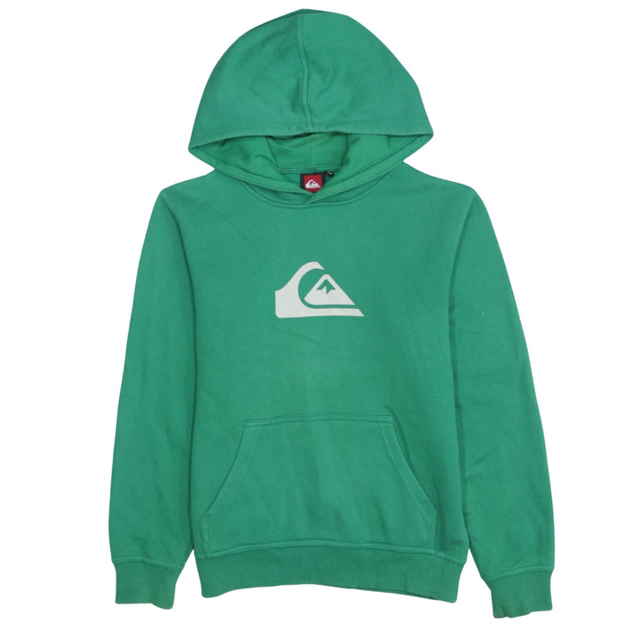 Quiksilver Boys Green Pullover Hoodie 10 Years Logo Graphic Cotton Blend