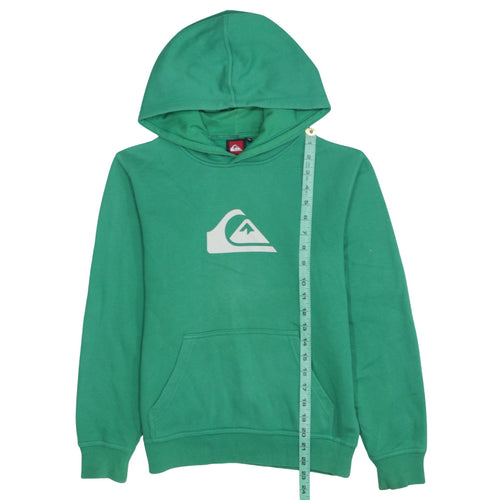 Quiksilver Boys Green Pullover Hoodie 10 Years Logo Graphic Cotton Blend