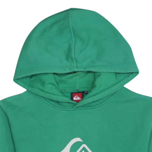 Quiksilver Boys Green Pullover Hoodie 10 Years Logo Graphic Cotton Blend