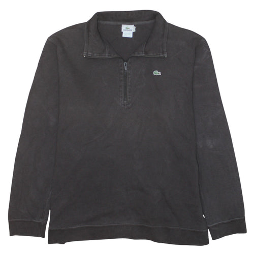 Lacoste Men's Grey 1/4 Zip Cotton Sweatshirt Pullover L