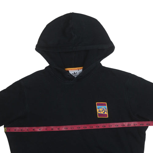 Adidas Mens Black Pullover Hoodie Medium Logo Fleece Sweatshirt