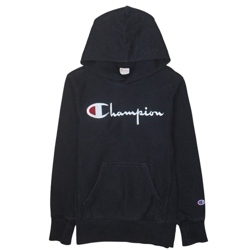 Champion Men’s Black Pullover Hoodie Small Embroidered Logo Fleece