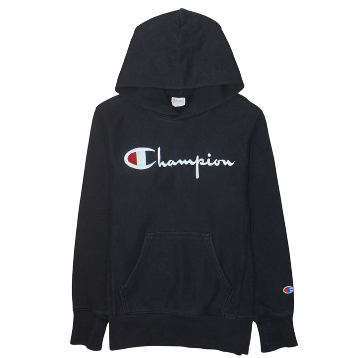 Champion Men’s Black Pullover Hoodie Small Embroidered Logo Fleece
