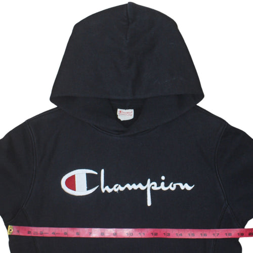 Champion Men’s Black Pullover Hoodie Small Embroidered Logo Fleece