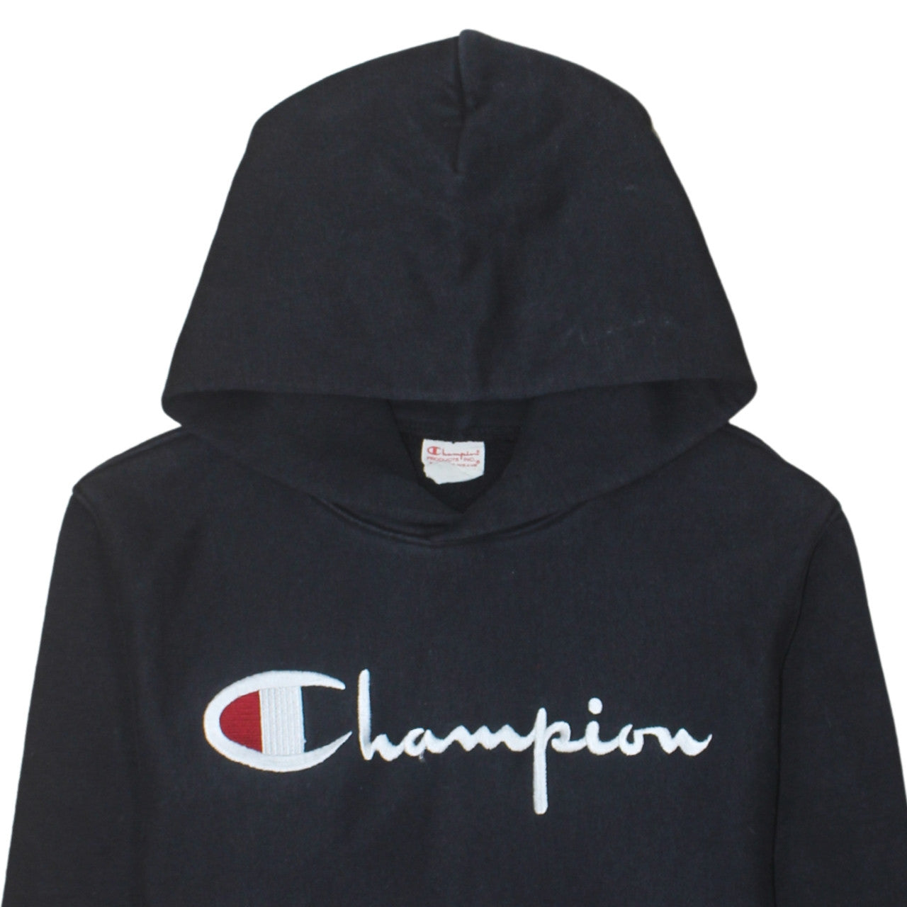 Champion Men’s Black Pullover Hoodie Small Embroidered Logo Fleece