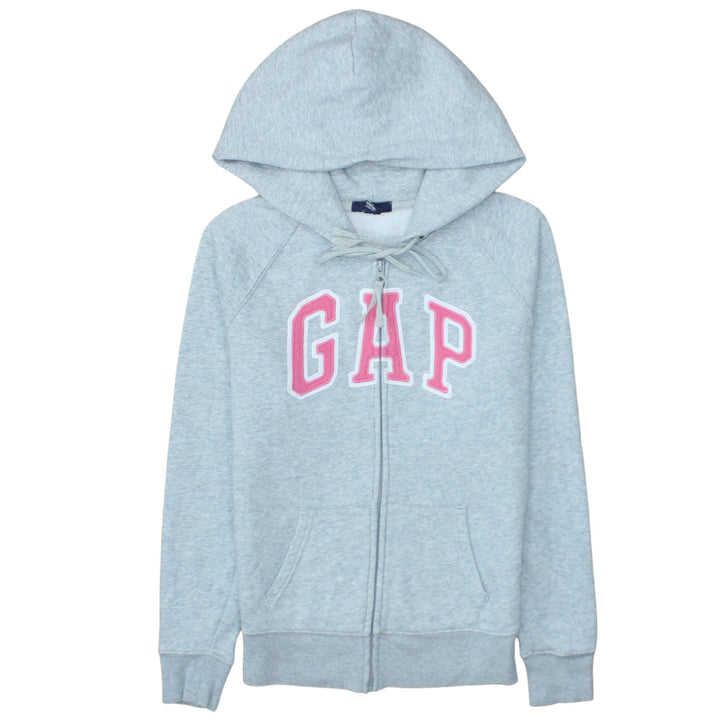 GAP Womens Grey Full Zip Hoodie Small Logo Print Casual Sweatshirt