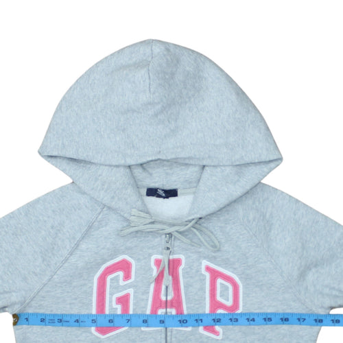 GAP Womens Grey Full Zip Hoodie Small Logo Print Casual Sweatshirt