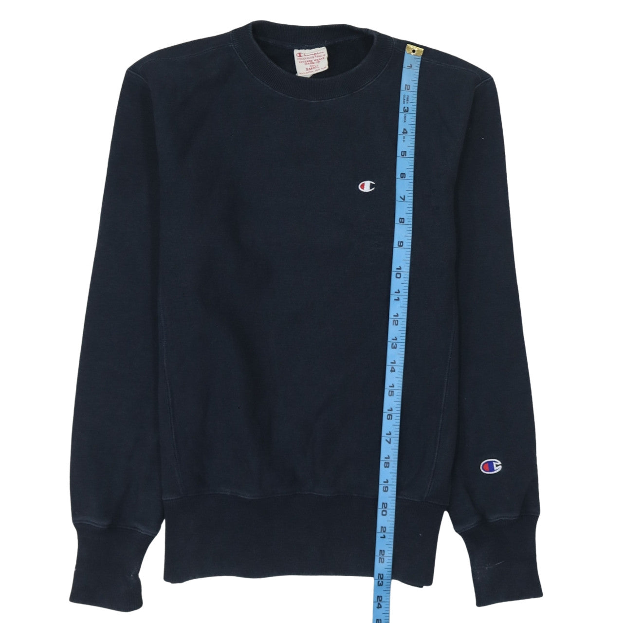 Champion Men's Blue Small Reverse Weave Crew Neck Sweatshirt