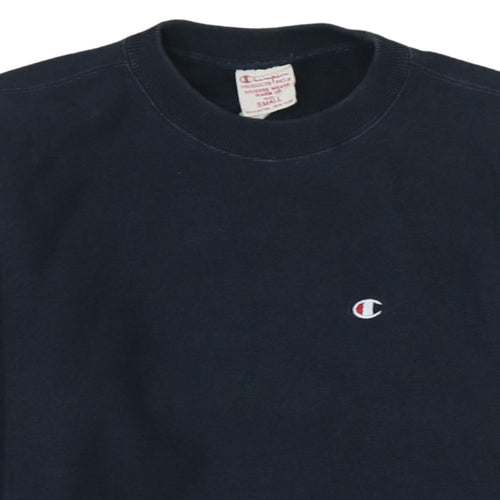 Champion Men's Blue Small Reverse Weave Crew Neck Sweatshirt