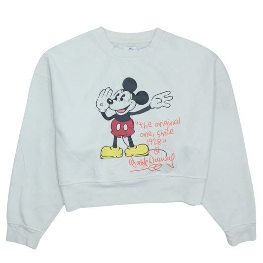 Primark Disney Women Ivory Cropped Fleece Sweatshirt S