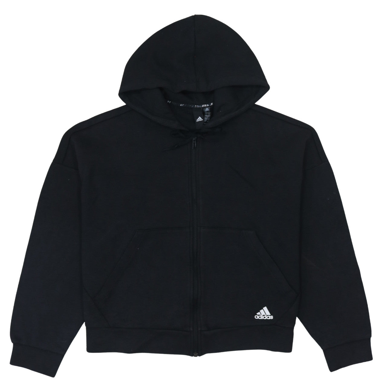 Adidas Womens Black Full Zip Hoodie Size L 16-18 Hooded Sweatshirt