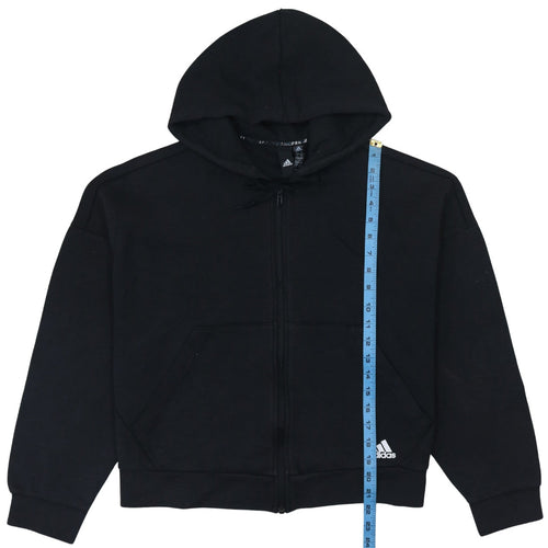Adidas Womens Black Full Zip Hoodie Size L 16-18 Hooded Sweatshirt