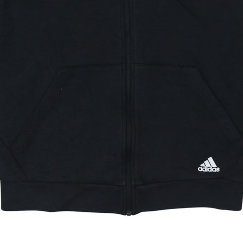 Adidas Womens Black Full Zip Hoodie Size L 16-18 Hooded Sweatshirt