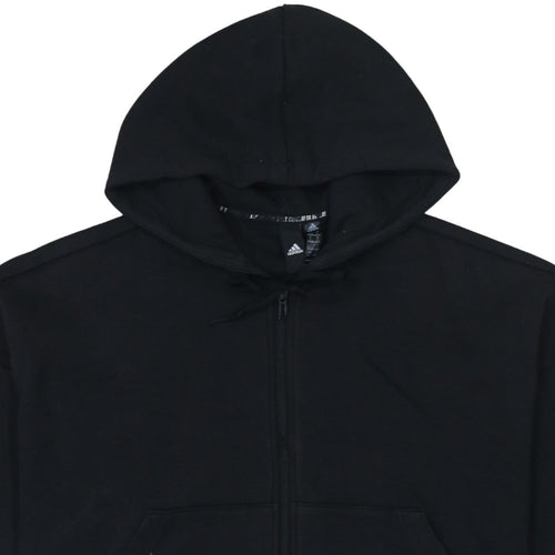 Adidas Womens Black Full Zip Hoodie Size L 16-18 Hooded Sweatshirt