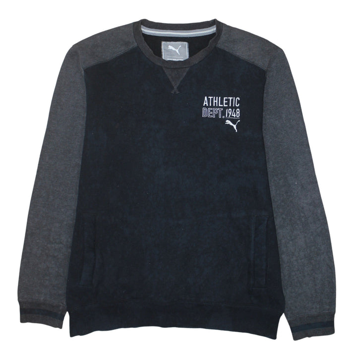 Puma Men's Black Grey Crew Neck Athletic Sweatshirt Size L