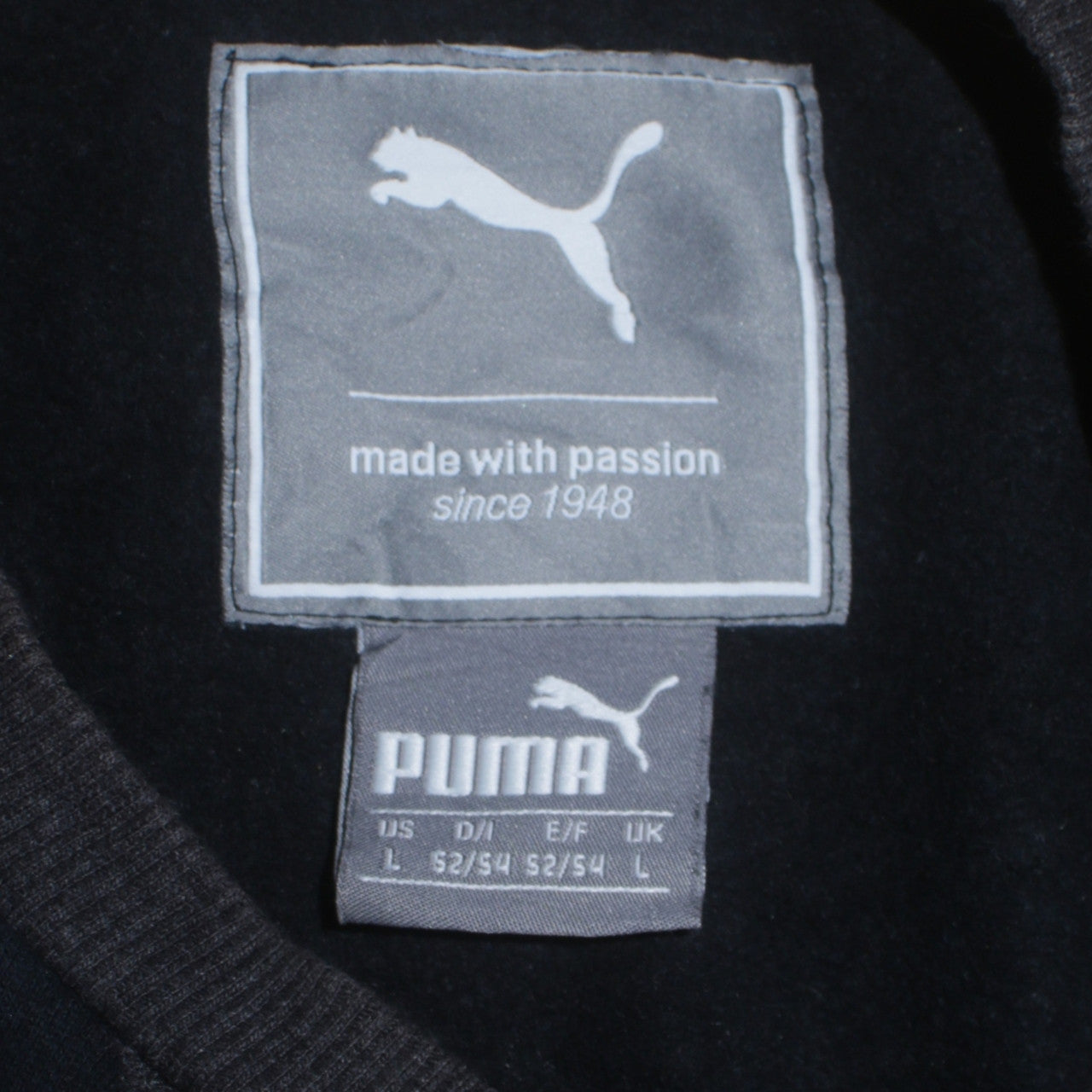 Puma Men's Black Grey Crew Neck Athletic Sweatshirt Size L